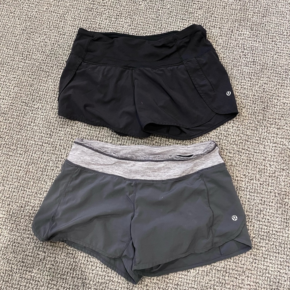 lululemon athletica Women's Black and Gray Athletic Shorts